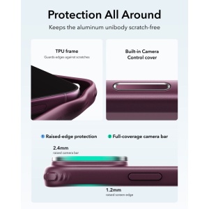 Husă iPhone 18 Pro Max - ESR Classic Hybrid HaloLock Kickstand - Frosted Deep Burgundy - Img 5