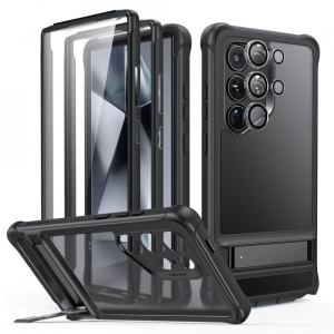 Husa Samsung Galaxy S24 Ultra + folie ESR Armor Kickstand Frosted Black - Img 1