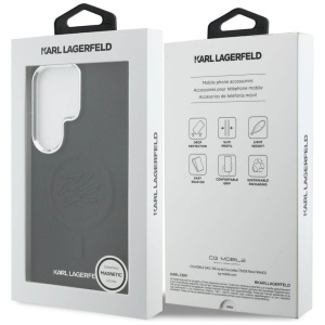 Husa Samsung Galaxy S26 Ultra Karl Lagerfeld Leather with Initial Logo Debossed MagSafe neagra - Img 4