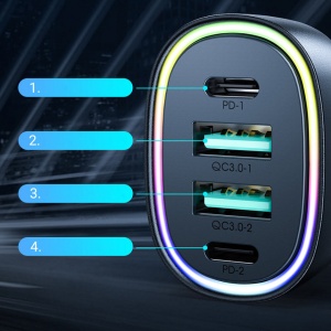 Incarcator auto telefon Joyroom Fast charge 70W, 2 x USB-A , 2x USB-C - Img 4