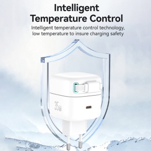 Incarcator tip C GaN Fast Charging PD 35W + cablu retractabil Lightning 80cm alb Usams - Img 6