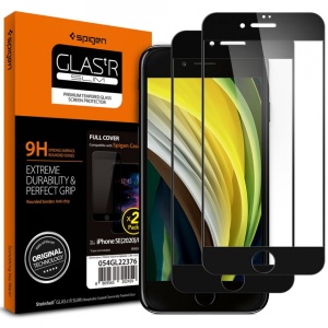 Sticla securizata Iphone SE 2022/SE 2020/Iphone 8/Iphone 7-Spigen Glass FC -2 bucati-margine neagra - Img 1