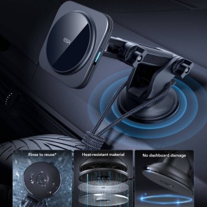 Suport telefon auto cu incarcare wireless Qi2 HaloLock , Magsafe pentru bord / parbriz ESR - Img 7