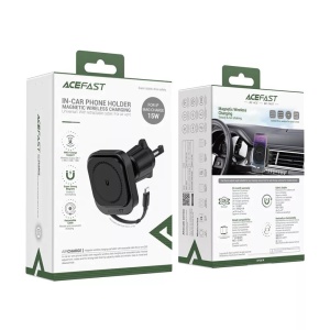 Suport telefon pentru grila de ventilatie auto cu incarcare wireless Magcharge 15 W si cablu retractabil 85cm - Img 3