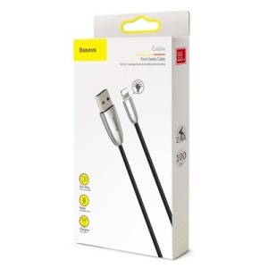 Cablu de date Baseus Torch Lightning cu lampă LED 1M- Negru - Img 2