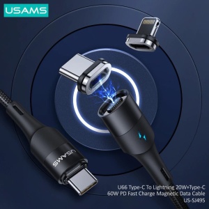 Cablu de date magnetic USAMS Data Cable - Type-C to Lightning 20W + Type-C 60W, PD, Fast Charging , 1.2m - Img 8