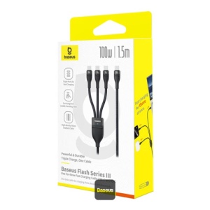 Cablu de date USB tip C , USB-C la 3x Type-C , fast charge PD100W, 480Mbps, 1.5m Baseus - Img 9