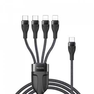 Cablu USB C 4 in 1 la 2 porturi tip C si 2 porturi lightning , 1.2m, 4A , negru - Img 1
