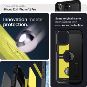 Husa Iphone 12 / Iphone 12 PRO -Spigen Tough Armor - Black - Img 3