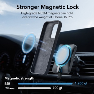 Husa iPhone 15 Pro ESR Cloud Soft HaloLock Kickstand neagra - Img 7
