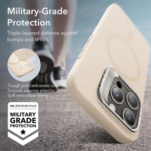 Husa iPhone 15 Pro Max ESR Cloud Soft HaloLock Kickstand crem - Img 5