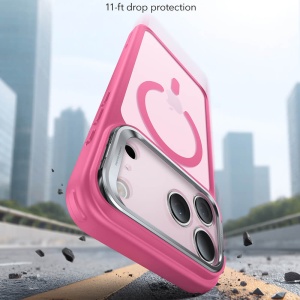 Husa iPhone 17 Pro Classic Hybrid HaloLock Kickstand cu MagSafe de la ESR Frosted Pink - Img 3