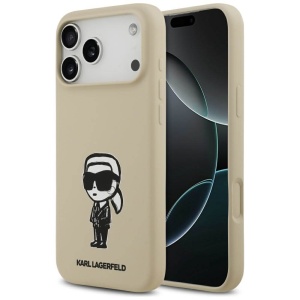 Husa iPhone 17 Pro Karl Lagerfeld Silicone Sketch & Logo Brown Karl