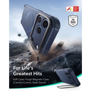 Husă iPhone 18 Pro ESR Cyber Armor Kickstand Blue - Rugged - Img 2