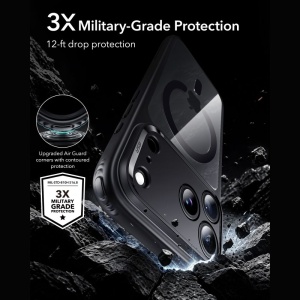 Husă iPhone 18 Pro Max - ESR Classic Hybrid si folie inclusa - Clear Black - Img 3