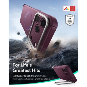 Husă iPhone 18 Pro Max - ESR Cyber Armor Kickstand - Frosted Deep Burgundy - Img 2