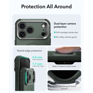 Husă iPhone 18 Pro Max - ESR Cyber Armor Kickstand - Olive Green - Img 5