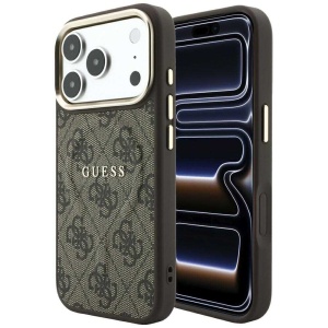 Husă iPhone 18 Pro Max și iPhone 17 Pro Max Guess 4G Embossed Classic MagSafe, GUHMP18XP4MSEGCW, Maro