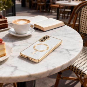 Husa Samsung Galaxy A57 Magsafe Luxury Crystal transparenta / roz - Img 4