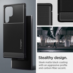 Husa Samsung Galaxy S22 Ultra - Spigen Rugged Armor -Neagra - Img 5