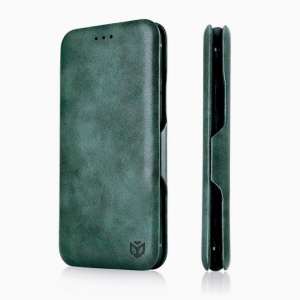 husa magnetica pentru Samsung Galaxy S23 Plus din piele ecologica verde tip carte cu suport de birou