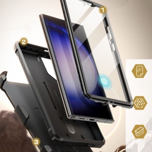 Husa Samsung Galaxy S24 Ultra Supcase Unicorn Beetle Pro Neagra - set - Img 4