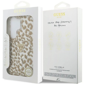Husa Samsung Galaxy S26 Ultra Guess IML Leopard Print Triangle MagSafe Maro - Img 6