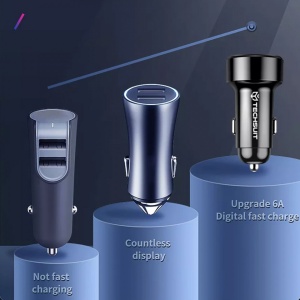 Incarcator auto telefon Techsuit 2 porturi USB-A si USB type C, 38W - Img 3