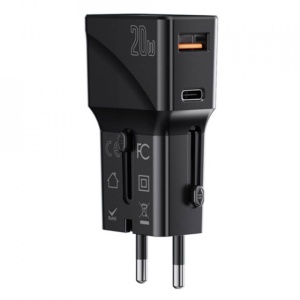 Incarcator telefon USB , USB tip C PD20W cu adaptor de calatorie EU, UK, US, AUS Yesido - Img 1