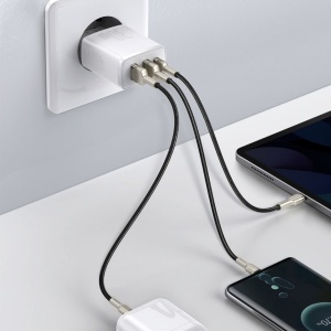 Incarcator universal de perete Baseus Wall Charger 2x USB -A QC , 1x USB type C PD 30W Alb - Img 2