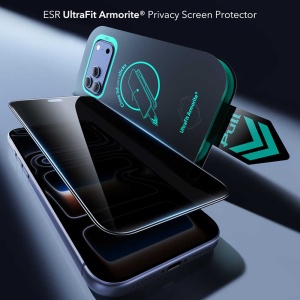 Set 2 Folii Sticla iPhone 18 Pro Max - ESR - Privacy Armorite Screen Protector UltraFit - Black - Img 7