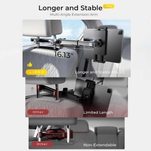 Suport Tabletă / Telefon Tetieră Lisen, Rotație 360°, Max 12.9" - Img 7
