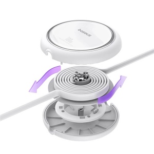 Cablu de date Type-C to Type-C, 100W, 1m, Retractable Free2Draw Mini -- Moon White - Img 3