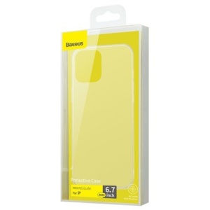 Husa iPhone 12 Pro Max -Baseus Frosted Glass Case cu margine flexibila -Transparenta - Img 3