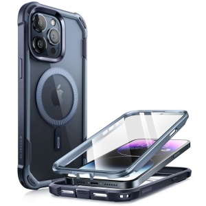 Husa iPhone 15 Pro Max i-Blason Ares Magsafe transparenta margini navy - Img 1