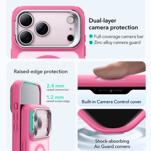 Husa iPhone 17 Pro Classic Hybrid HaloLock Kickstand cu MagSafe de la ESR Frosted Pink - Img 4