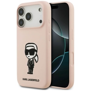 Husa iPhone 17 Pro Karl Lagerfeld Silicone Sketch & Logo Pink Karl