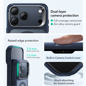 Husa iPhone 17 Pro Max Classic Hybrid HaloLock Kickstand cu MagSafe de la ESR Frosted Blue - Img 7