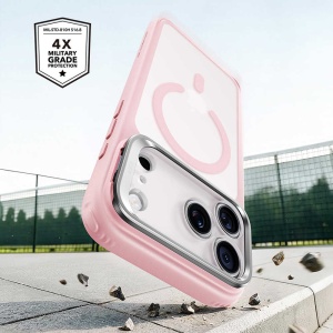 Husă iPhone 18 Pro Max - ESR Classic Hybrid HaloLock Kickstand - Frosted Bubblegum Pink - Img 4