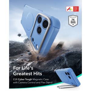 Husă iPhone 18 Pro Max - ESR Cyber Armor Kickstand - Light Blue - Img 2
