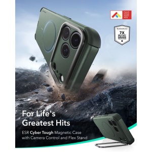 Husă iPhone 18 Pro Max - ESR Cyber Armor Kickstand - Olive Green - Img 2