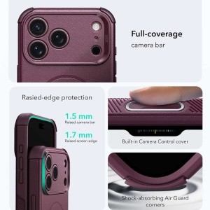 Husă iPhone 18 Pro Max - ESR Cyber HaloLock - Frosted Deep Burgundy - Img 5