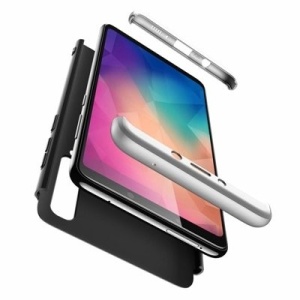 Husa Samsung Galaxy A9 -GKK 360 Front and Back Case Full Body Cover Negru cu Argintiu - Img 2