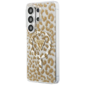 Husa Samsung Galaxy S26 Ultra Guess IML Leopard Print Triangle MagSafe Maro - Img 3