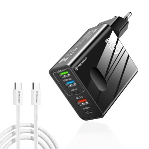 Incarcator telefon cu incarcare rapida 65W + cablu tip C Techsuit PentaXPower (CHC1) negru