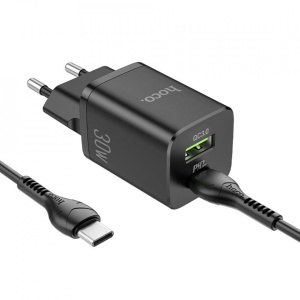 Incarcator telefon Hoco N13 Bright USB-A, USB Type-C, QC 3.0, 30W, 2.4A cu cablu Type-C - Img 2