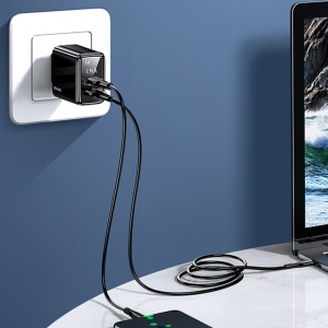 Incarcator telefon priza Usams T40 cu display LED, Fast charge 20W Negru - Img 7