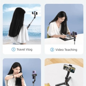 Selfie Stick cu trepied si telecomanda Bluetooth Usams US-ZB256 113cm - Img 7