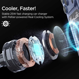 Suprafața magnetică circulară a suportului Spigen 25W cu indicatorul alinierii MagSafe pentru iPhon