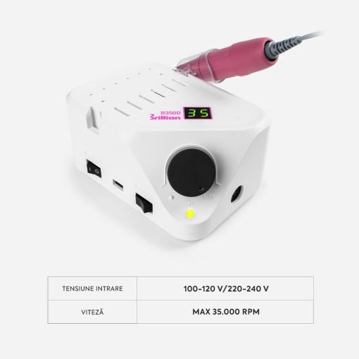 Freza Unghii Profesionala Brillian B350D Saeshin + Mandrina H350 Pink 35.000 RPM